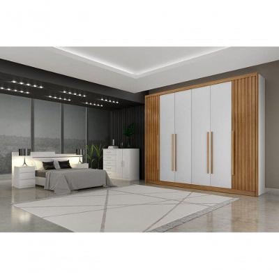 Guarda Roupa Casal 6 Portas 6 Gavetas - Orfeus Ripado-branco - Móveis Novo Horizonte