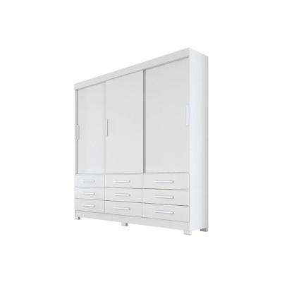 Guarda Roupa Solteiro 3 Portas 9 Gavetas - Buriti-branco - Móveis Novo Horizonte