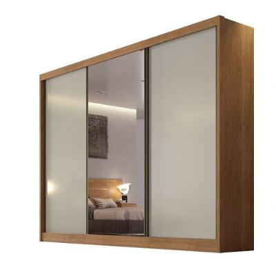Guarda Roupa Casal Com Espelho 3 Portas 6 Gavetas - Sollo-cumaru Off White - Móveis Novo Horizonte