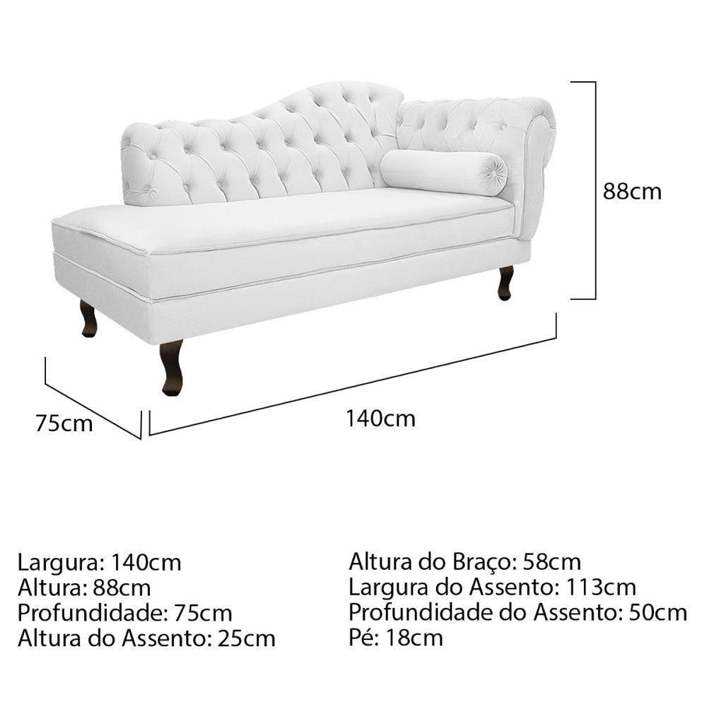 Kit Diva Recamier Diana 140cm Lado Esquerdo E 02 Poltronas Classic ano -  Branco - 1