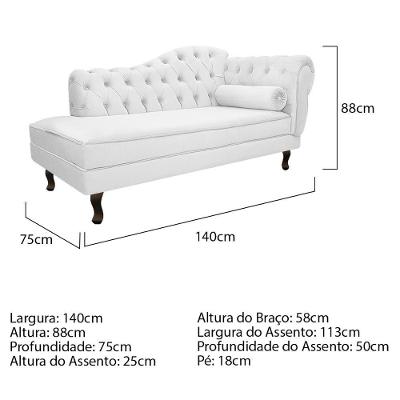Kit Diva Recamier Diana 140cm Lado Esquerdo E 02 Poltronas Classic ano -  Branco