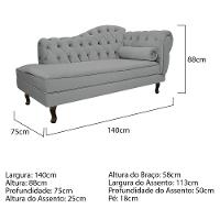 Kit Diva Recamier Diana 140cm Lado Esquerdo E 02 Poltronas Classic ano -   Cinza - 7