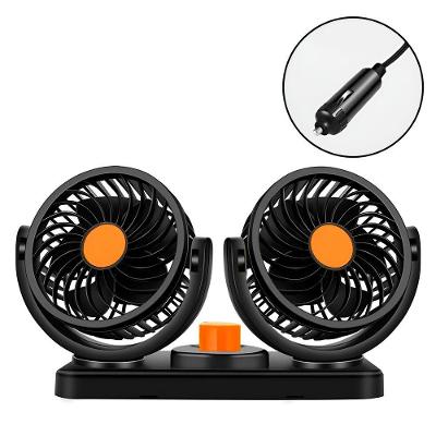 Mini Ventilador Duplo Automotivo Ajustável Painel Carro laranja