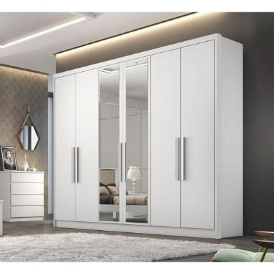 Guarda Roupa Casal Com Espelho 6 Portas 8 Gavetas - Rizon-branco - Móveis Novo Horizonte