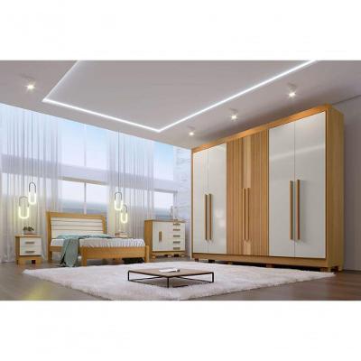 Guarda Roupa Casal 6 Portas 7 Gavetas - Athos Ripado-cinamomo-off White - Móveis D'doro