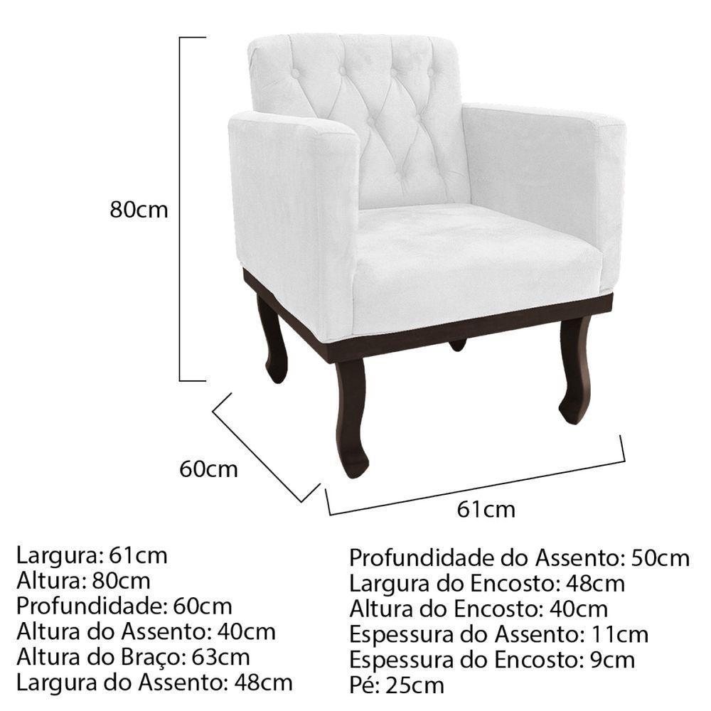 Kit Diva Recamier Diana 130cm Lado Esquerdo E 02 Poltronas Classic ano -  Branco - 5