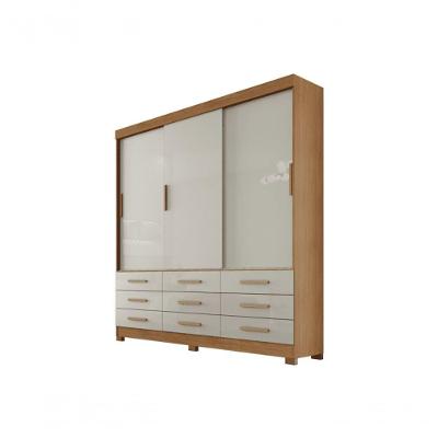 Guarda Roupa Solteiro 3 Portas 9 Gavetas - Buriti-cumaru-fendi - Móveis Novo Horizonte