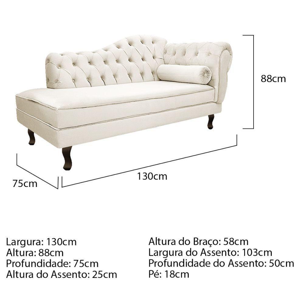 Kit Diva Recamier Diana 130cm Lado Esquerdo E 02 Poltronas Classic ano -   Bege - 4