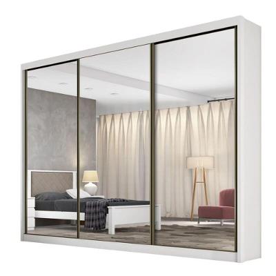 Guarda Roupa Casal Com Espelho 3 Portas De Correr 8 Gavetas - Diamond-branco - Móveis Novo Horizonte
