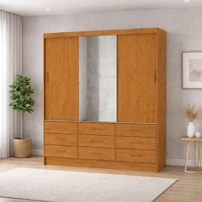 Guarda Roupa 9 Gavetas 3 Portas 1 Espelho Sunset-grand Line