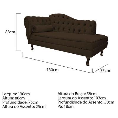Kit Diva Recamier Diana 130cm Lado Direito E 02 Poltronas Classic ano -   Marrom