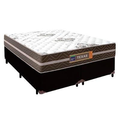 Cama Box Casal Bipartido Sintético + Colchão Molas Ensacadas Texas Prime Colchões 138x188x64cm Preto