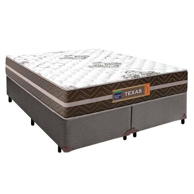 Cama Box Casal Bipartido Sintético + Colchão Molas Ensacadas Texas Prime Colchões 138x188x64cm Cinza