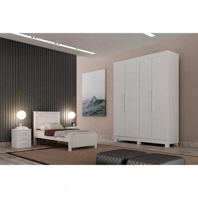 Guarda Roupa Solteiro 4 Portas 2 Gavetas - Canadá-branco - Leifer Móveis