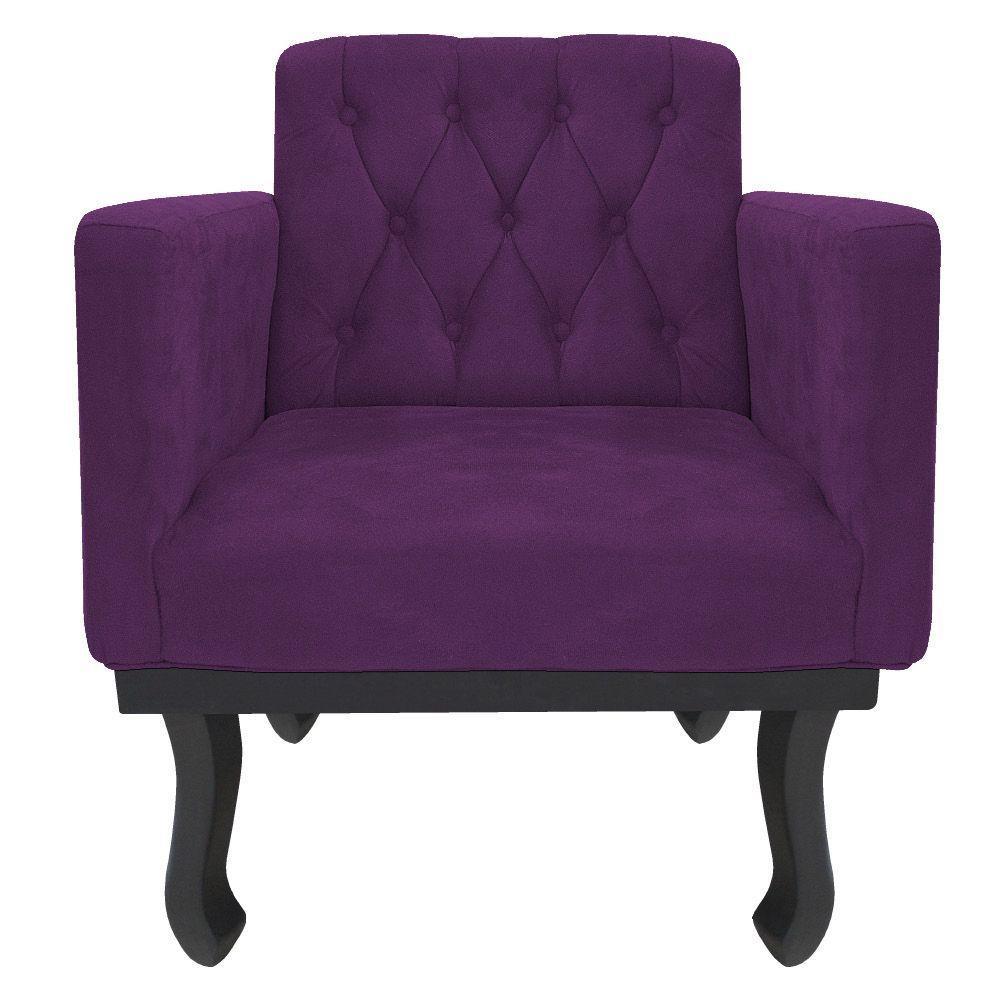 Kit Diva Recamier Azura 140cm Lado Esquerdo e 02 Poltronas Classic Suede Roxo - 5