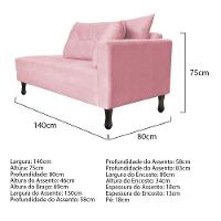 Kit Diva Recamier Azura 140cm Lado Esquerdo e 02 Poltronas Classic Suede Rosabebê