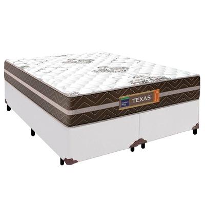 Cama Box Casal Bipartido Sintético + Colchão Molas Ensacadas Texas Prime Colchões 138cm - Suporta Até 120kg Por Pessoa