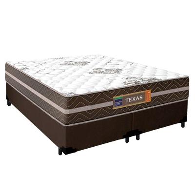 Cama Box Casal Bipartido Suede + Colchão Molas Ensacadas Texas Prime Colchões 138cm - Suporta Até 120kg Por Pessoa