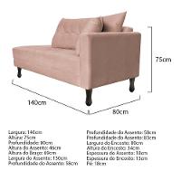 Kit Diva Recamier Azura 140cm Lado Esquerdo e 02 Poltronas Classic Suede Rosê