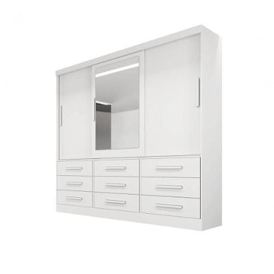 Guarda-roupa 3 Portas Espelho 9 Gav - Turim-branco - Bianchi