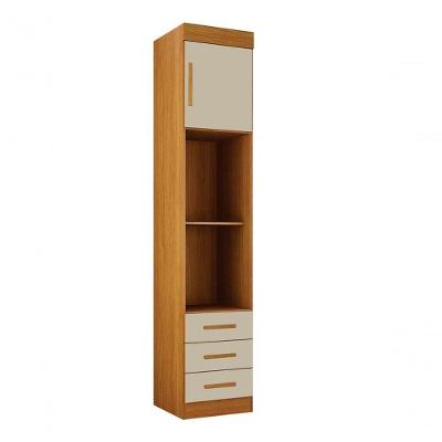 Modulado Mesa De Cabeceira 3 Gavetas - Orion-cinamomo-off White - Leifer Móveis