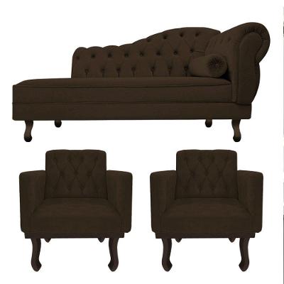 Kit Diva Recamier Diana 185cm Lado Esquerdo E 02 Poltronas Classic ano -   Marrom