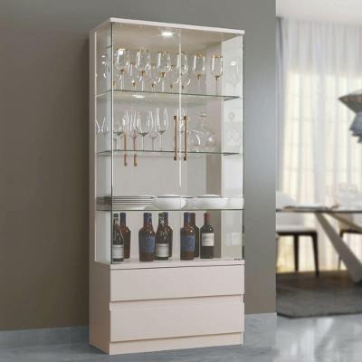 Cristaleira Vidro Com Led - Diamante-off White- Mavau Móveis