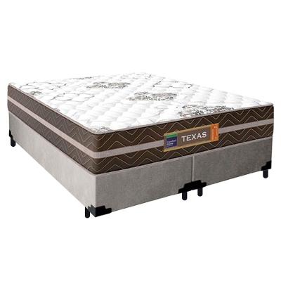 Cama Box Casal Bipartido Suede + Colchão Molas Ensacadas Texas Prime Colchões 138cm - Suporta Até 120kg Por Pessoa