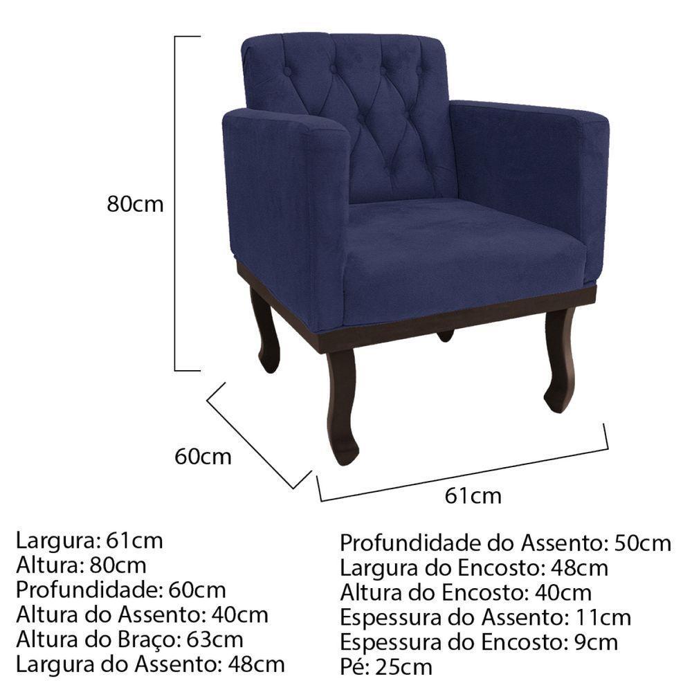 Kit Diva Recamier Diana 160cm Lado Esquerdo E 02 Poltronas Classic ano -  Azulmarinho - 5
