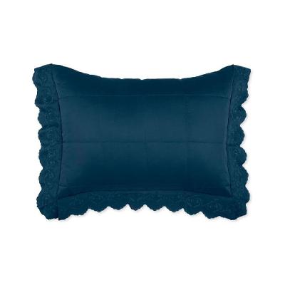 Porta Travesseiro Altenburg Bordados Em Cetim 300 Fios Amê Dark Blue