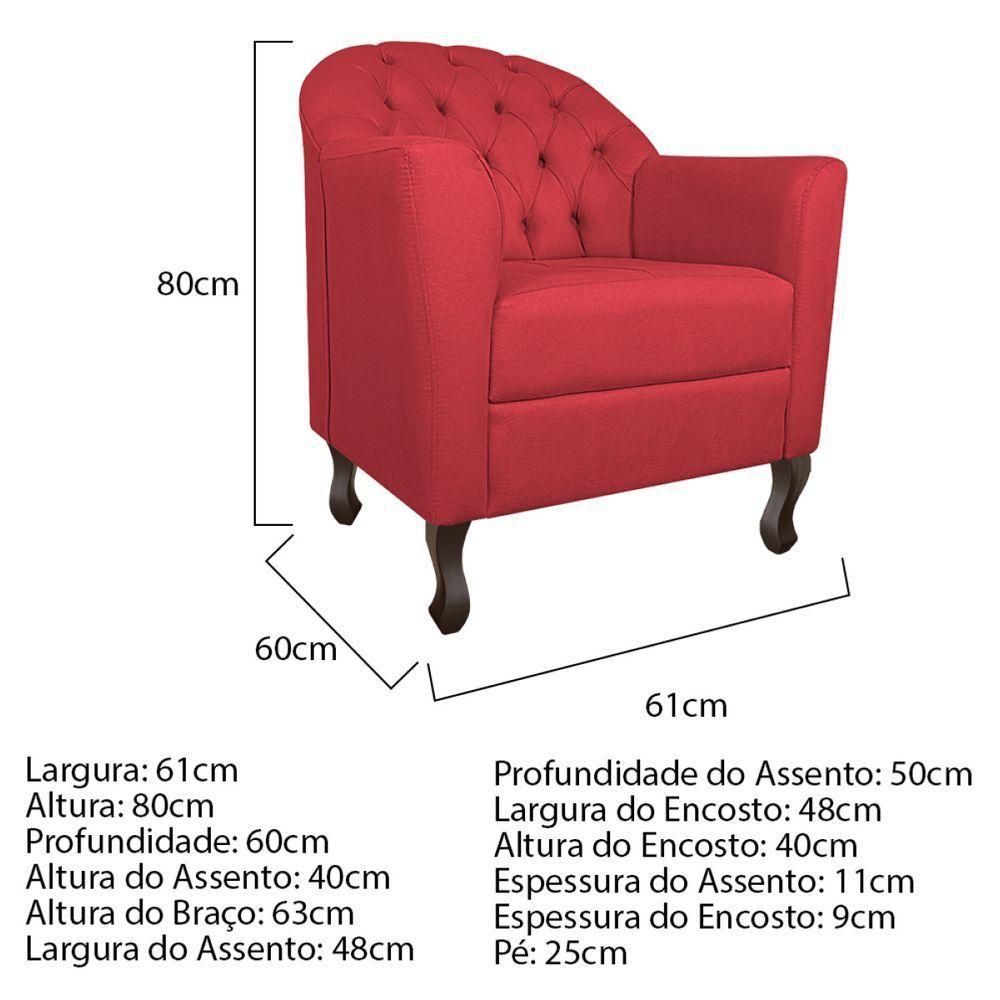 Kit Diva Recamier Diana 140cm Lado Esquerdo e 02 Poltronas Julia Suede Vermelho - 6
