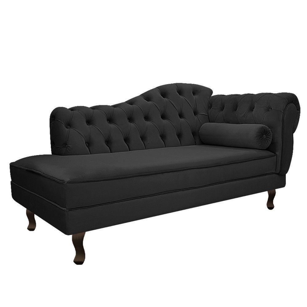 Kit Diva Recamier Diana 140cm Lado Esquerdo e 02 Poltronas Julia Suede Preto - 5