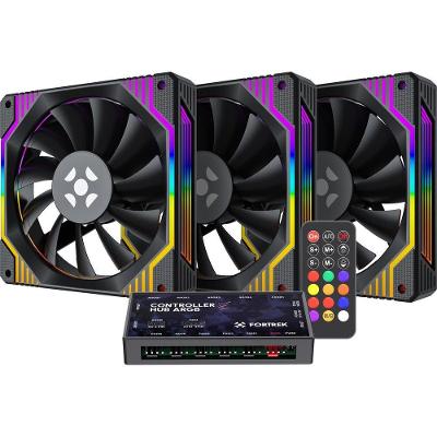 Kit Cooler Fan Argb Fortrek Frosty Preto Com Controladora/controle