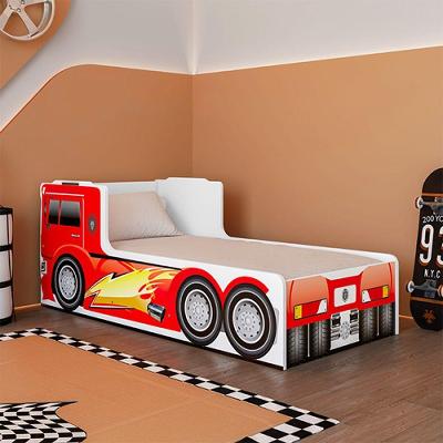 Cama Caminhão Solteiro Infantil Juvenil Com Cabeceira Peseira Estampadas Para Quarto - Vermelho