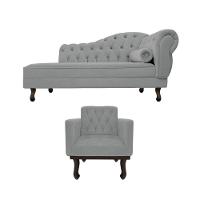 Kit Diva Recamier Diana 160cm Lado Esquerdo e 01 Poltrona Classic Corano Cinza - 6