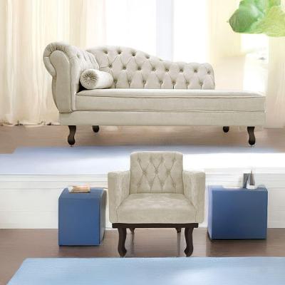 Kit Diva Recamier Diana 160cm Lado Direito e 01 Poltrona Classic Linho Bege