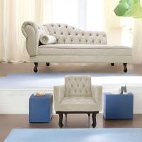 Kit Diva Recamier Diana 160cm Lado Direito e 01 Poltrona Classic Linho Bege - 1