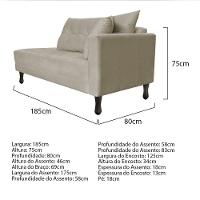 Kit Diva Recamier Azura 185cm Lado Esquerdo e 02 Poltronas Classic Linho Bege