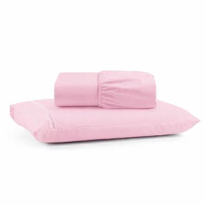 Jogo De Lençol Solteiro Premium Soft 600 Fios Micropercal Rosa Bebê Ponto Palito Toque Macio 2 Peças