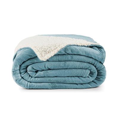 Cobertor Coberta Fênix Queen Sherpa Pele De Carneiro Mantinha Flannel Azul Quartzo - 100% Poliéster