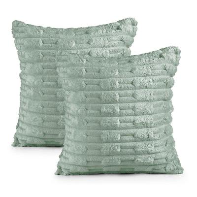 Kit 2 Capas De Almofada Polar Manta Ultrasoft Com Ziper Decorativa Sofá Sala Quarto Verde Orvalho - 100% Poliéster