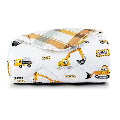 Edredom Cobertor Lutti Solteiro Infantil Dupla Face 200 Fios Trator Caminhão Branco