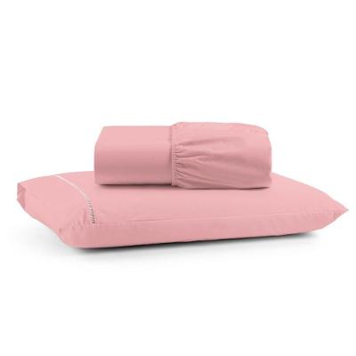 Jogo De Lençol Solteiro Premium Soft 600 Fios Micropercal Rosa Ponto Palito Toque Macio 2 Peças