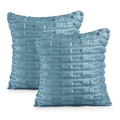 Kit 2 Capas De Almofada Polar Manta Ultrasoft Com Ziper Decorativa Sofá Sala Quarto Azul Turmalina - 100% Poliéster
