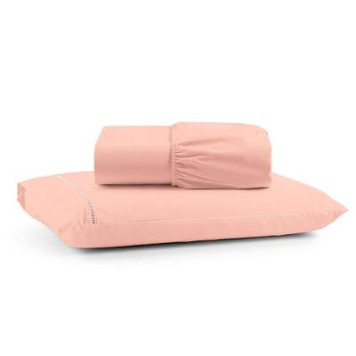 Jogo De Lençol Solteiro Premium Soft 600 Fios Micropercal Salmão Ponto Palito Toque Macio 2 Peças