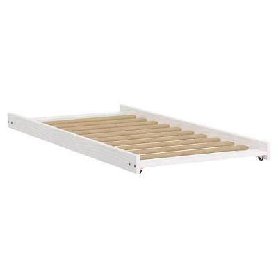 Cama Auxiliar Solteiro Madeira Maciça 715b Branco Lavado Marjori Branco Lavado