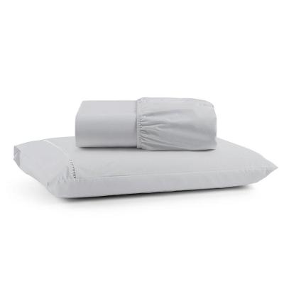 Jogo De Lençol Solteiro Premium Soft 600 Fios Micropercal Cinza Ponto Palito Toque Macio 2 Peças