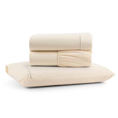Jogo De Lençol Solteiro Premium Soft 600 Fios Micropercal Palha Ponto Palito Toque Macio 3 Peças
