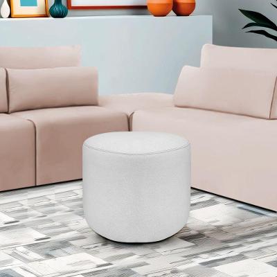 Puff Orgânico Decorativo Conforto Luxo Moá Bouclé Branco