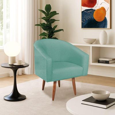 Poltrona Decorativa Jade Design Moderno Sala De Estar Quarto Escritório Confortável Luxo Pés Palito Suede Azul Ciano